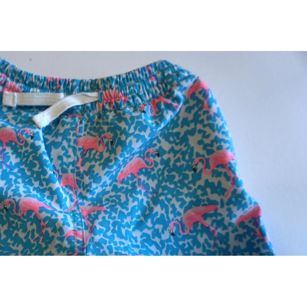 Chubbies Kids 2T Swim Trunks Blue Pink Flamingo Print Mesh Lined Shorts